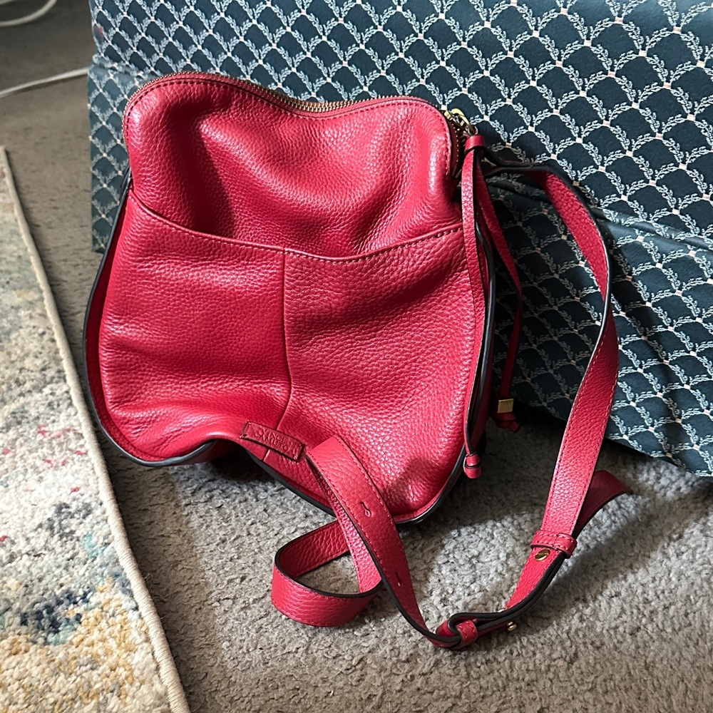 Vince Camuto Vibrant Red Leather Backpack